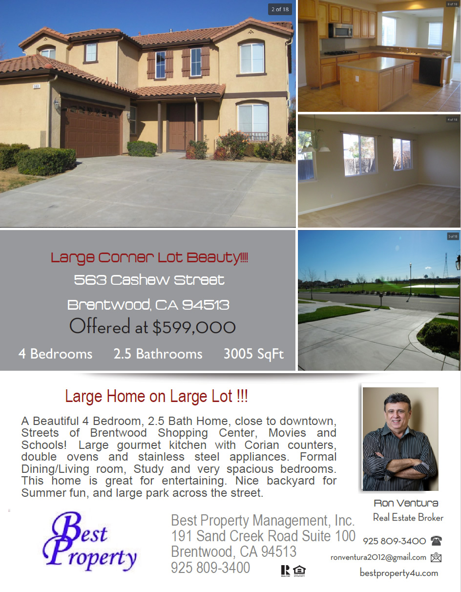 563 Cashew Street, Brentwood CA Best Property Management, Inc