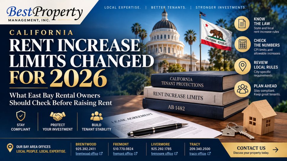 California Rent Increase, AB 1482, East Bay Rental Owners, Rent Control, Lease Renewals, Tenant Protection Act, Property Management
